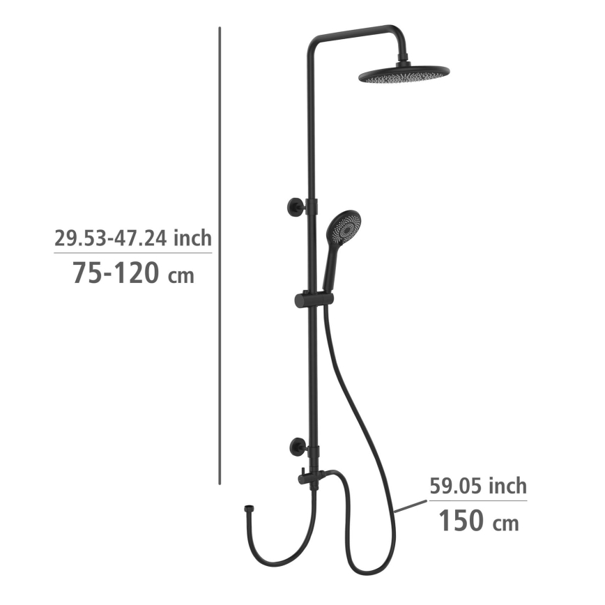 WENKO 25311100 - Set de ducha WATERSAVING SYSTEM 120 cm negro