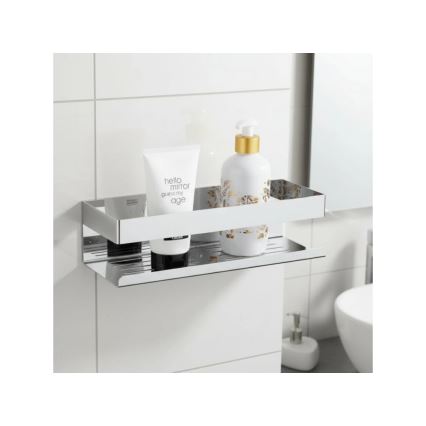 WENKO 25413100-Repisa TURBO-LOC GENOVA SHINE 30 x 10,5 cm plateada