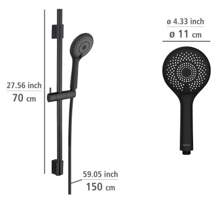 WENKO 25453100 - Set de ducha Sistema de ahorro de agua de 70 cm, negro
