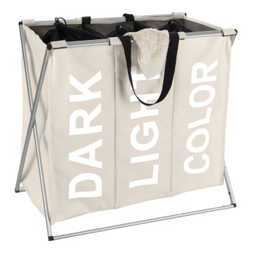 WENKO 3440113100 - Cesto para ropa TRIO 63x57 cm beige/negro/plateado
