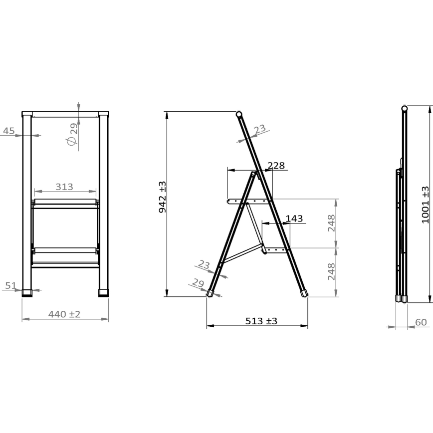 WENKO 50482100 - Escalera ALU-DESIGN 44x101 cm negra