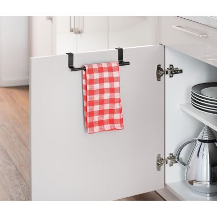 WENKO 53247100 - Toallero ajustable 36-60 cm, acero inoxidable/negro