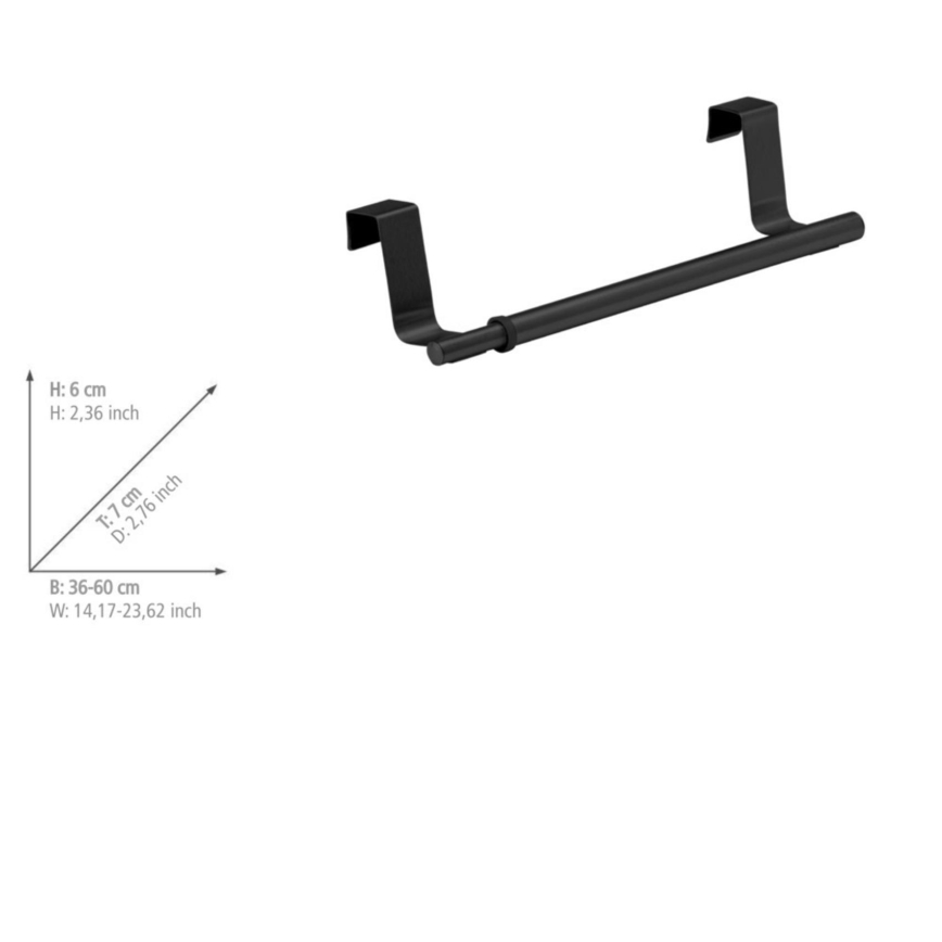 WENKO 53247100 - Toallero ajustable 36-60 cm, acero inoxidable/negro
