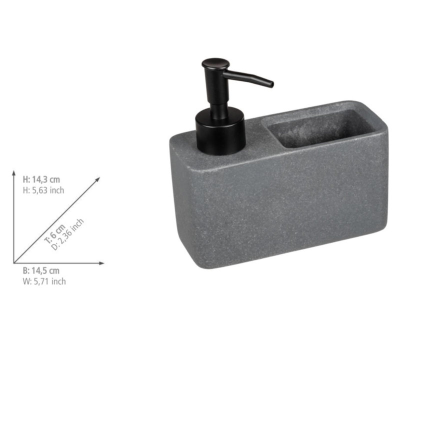 WENKO 54669100 - Dispensador de jabón RESA 14,5x14,3 cm gris/negro