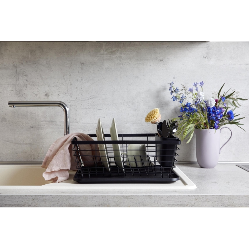 WENKO 54766100 - Escurridor de platos BLACK OUTDOOR KITCHEN 36x30 cm negro/negro