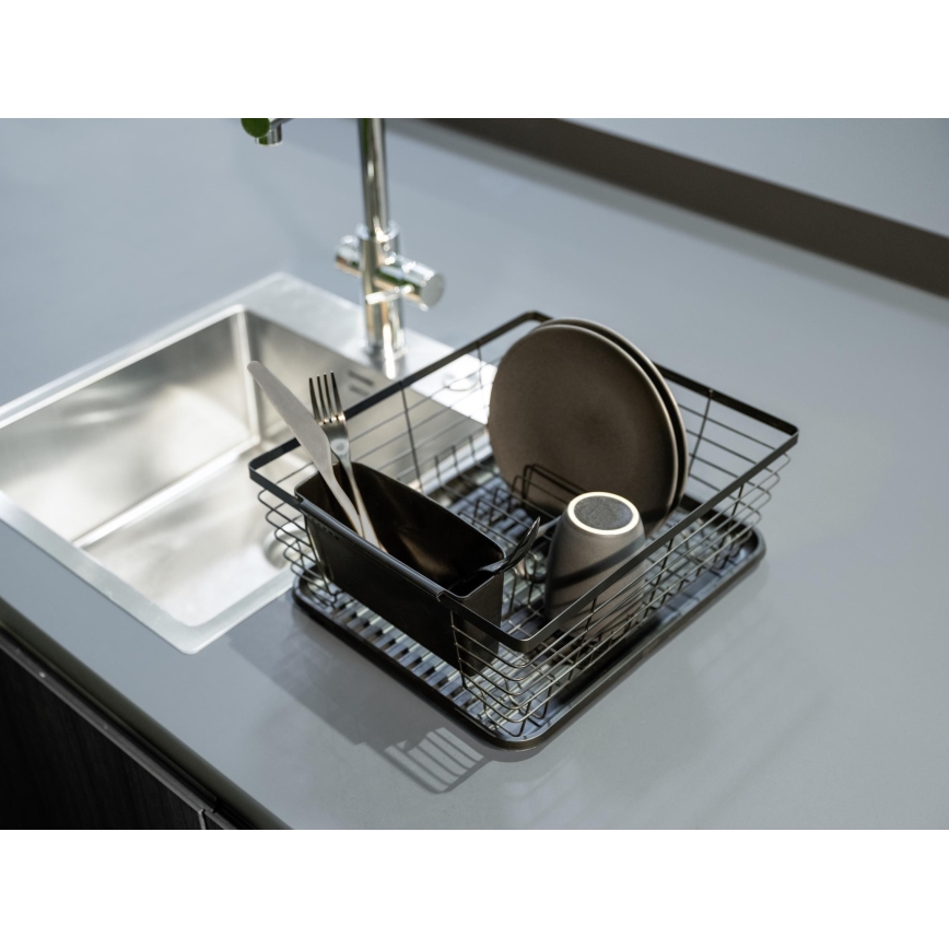 WENKO 54766100 - Escurridor de platos BLACK OUTDOOR KITCHEN 36x30 cm negro/negro