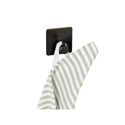 WENKO 55009100-Gancho NEGRO PARA COCINA EXTERIOR 4,5x4,5 cm acero inoxidable/negro