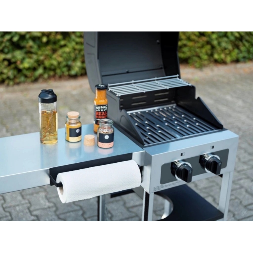 WENKO 55013100-Soporte para rollo BLACK OUTDOOR KITCHEN 30x6,5 cm negro