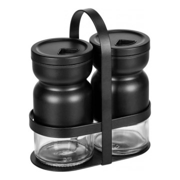 WENKO 55081100 - Juego de botes para especias BLACK OUTDOOR KITCHEN 12x14,5 cm transparente/negro