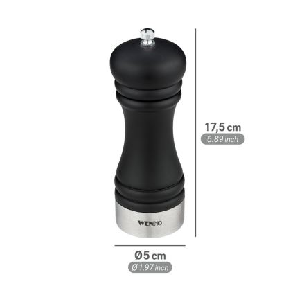 WENKO 55083100 - Molinillo de pimienta BLACK OUTDOOR KITCHEN 5x17,5 cm negro/blanco