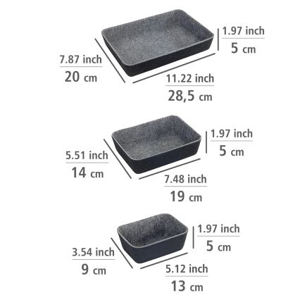 WENKO 64502100 - Organizador de cajón FELT 28,5x20 cm gris