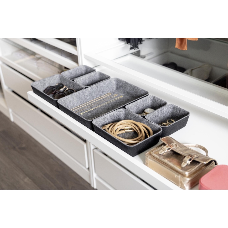 WENKO 64502100 - Organizador de cajón FELT 28,5x20 cm gris