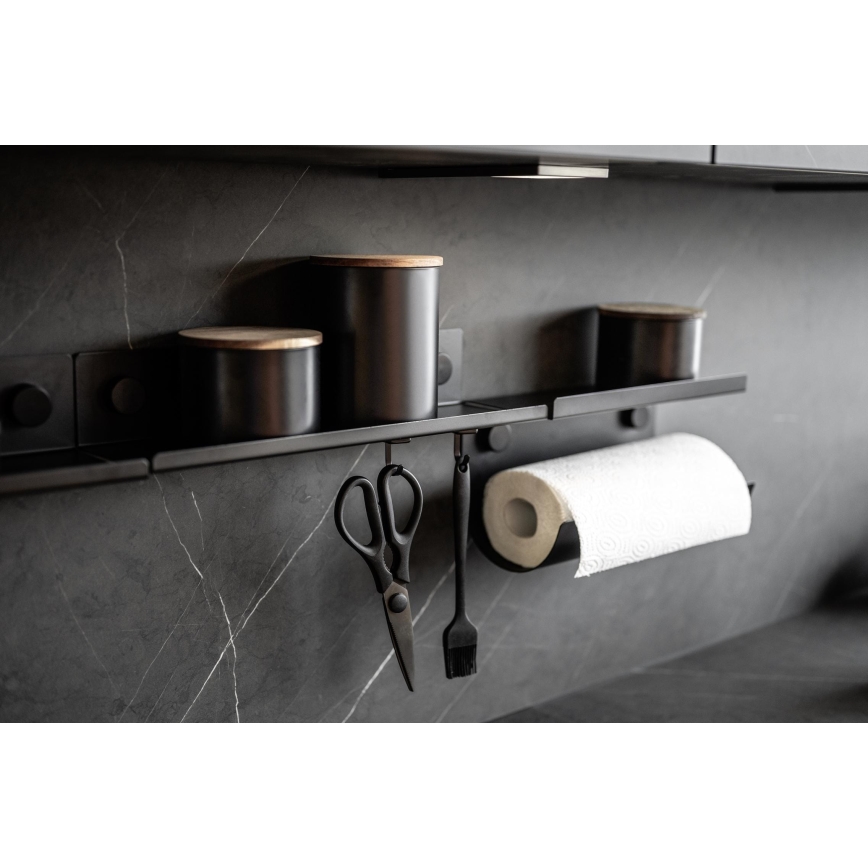WENKO 71144800 - Portarrollos JET 30x15 cm, negro