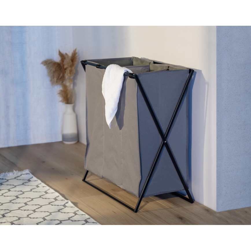 WENKO 71297800 - Cesto de ropa TRIO 69x76 cm gris/negro