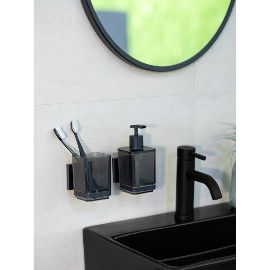WENKO 71443800 - Vaso de baño VACUUM-LOC QUADRO ED 7,5x10 cm negro