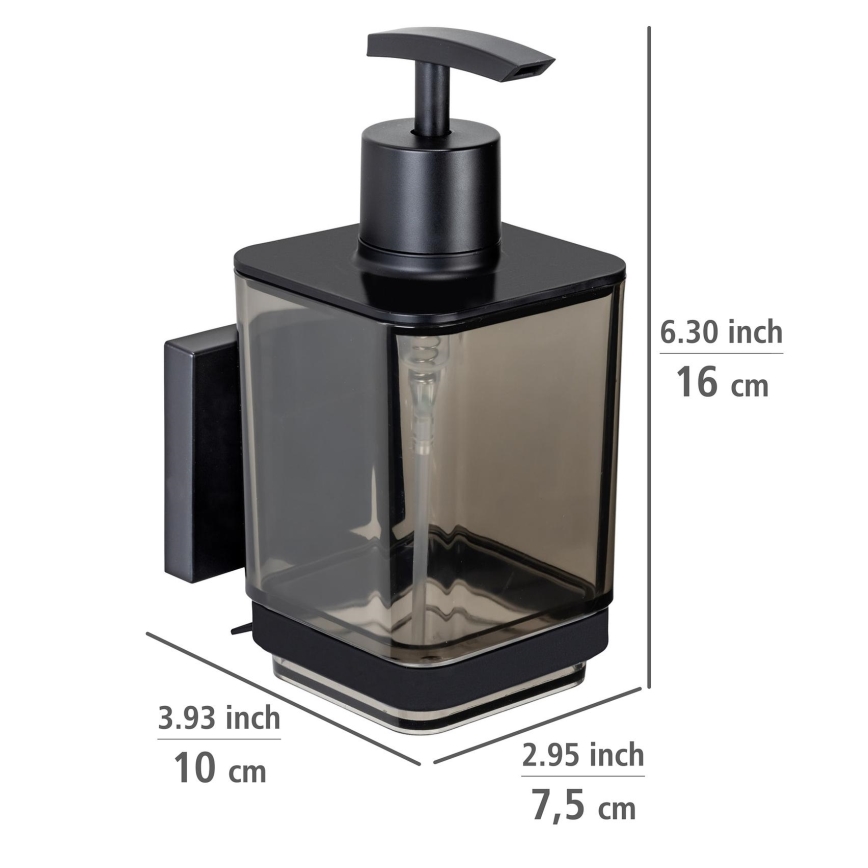 WENKO 71444800 - Dispensador de jabón VACUUM-LOC QUADRO ED 7,5x16 cm negro