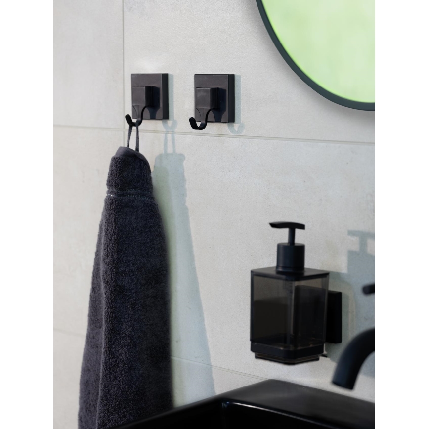 WENKO 71444800 - Dispensador de jabón VACUUM-LOC QUADRO ED 7,5x16 cm negro