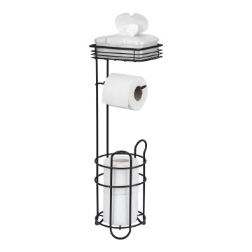 WENKO 71451800 - Soporte para papel higiénico 16x59 cm, negro