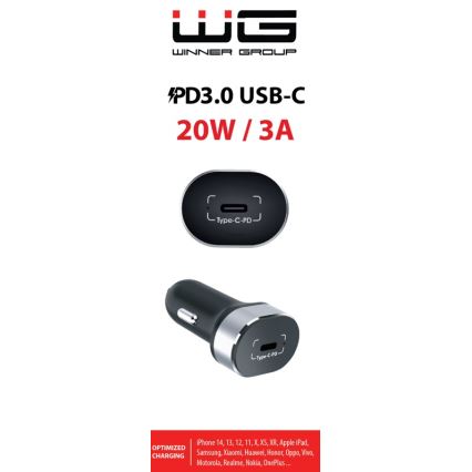 Winner Group - Cargador de coche 1xUSB-C Power Delivery 20W negro