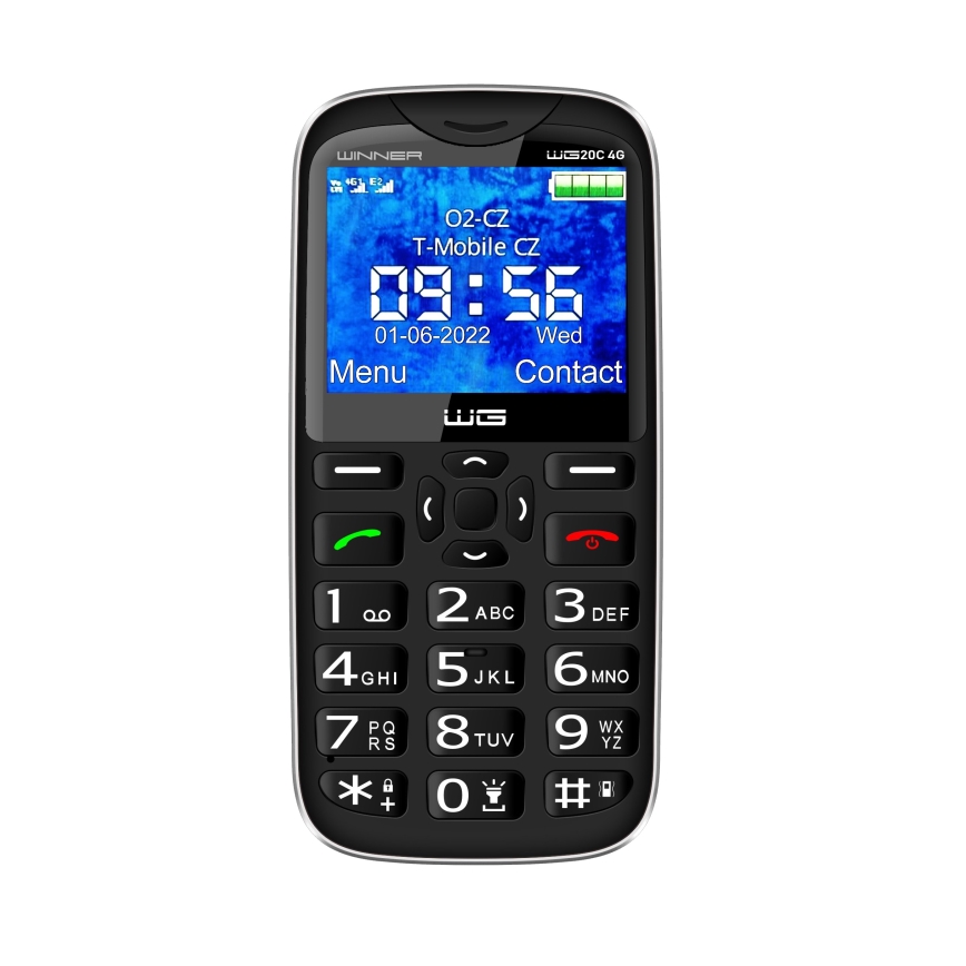 Winner Group - Teléfono móvil para personas mayores, batería de 1600 mAh, negro