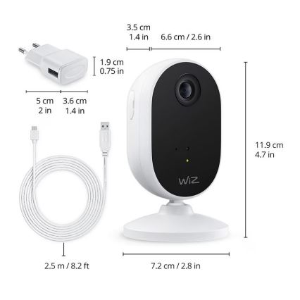 WiZ - Juego para vigilar el hogar: 1x cámara + 3x bombilla LED RGB A60 E27/8,5W/230V Wi-Fi