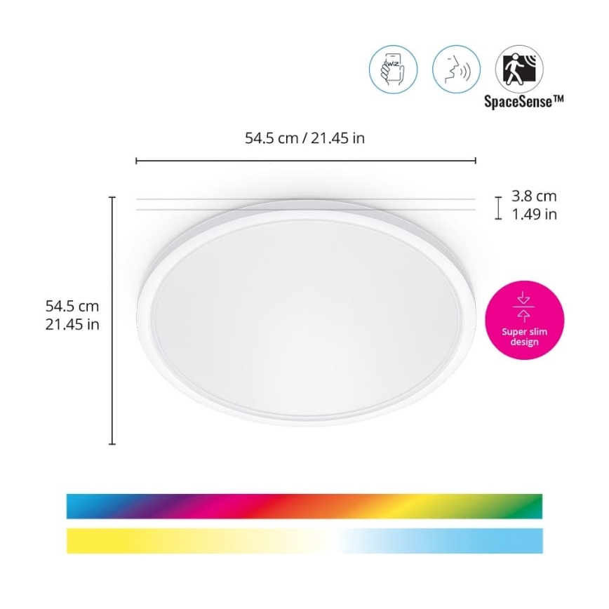 WiZ - Plafón LED RGB regulable SUPERSLIM LED/32W/230V 2700-6500K Wi-Fi blanco