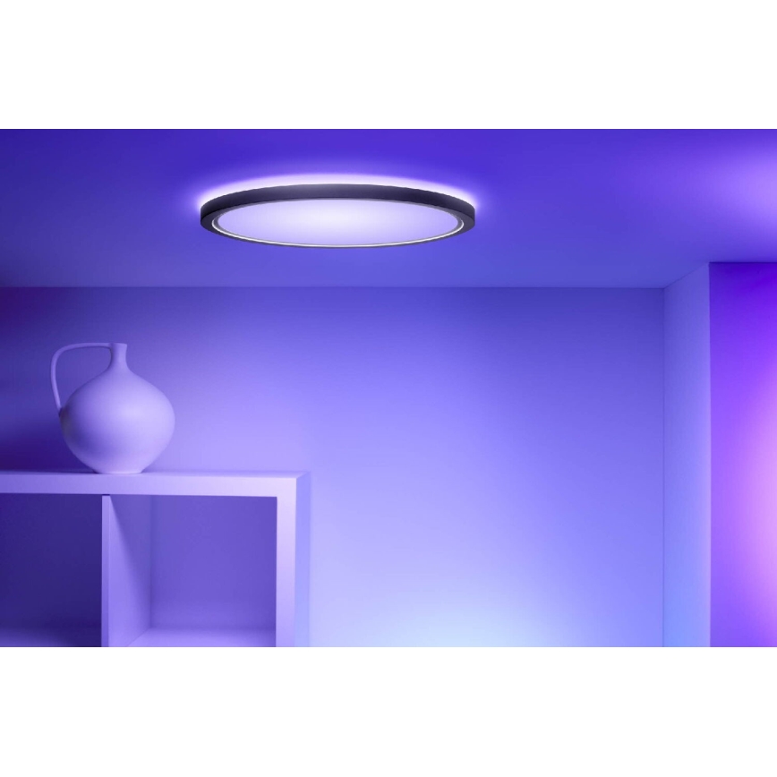 WiZ - Plafón LED RGB regulable SUPERSLIM LED/32W/230V 2700-6500K Wi-Fi negro