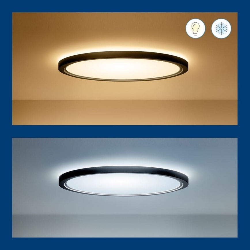 WiZ - Plafón LED RGB regulable SUPERSLIM LED/32W/230V 2700-6500K Wi-Fi negro