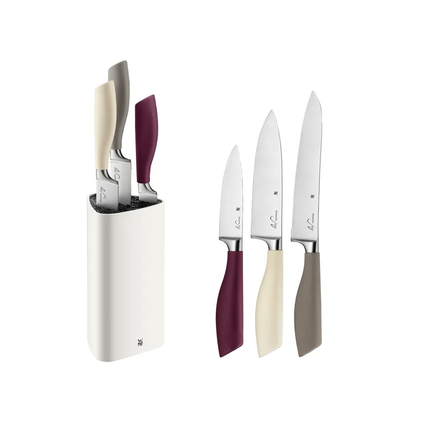 WMF - Juego de 4 cuchillos de cocina ELEMENTS con soporte