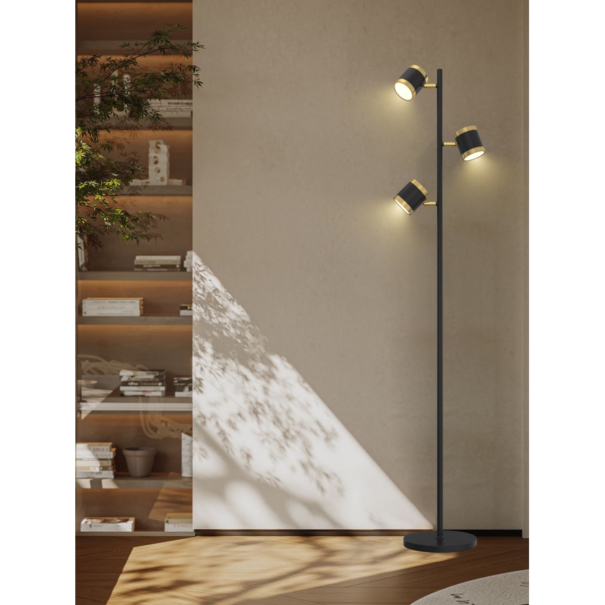 Wofi 3003-304S - Lámpara de pie LED regulable TOULOUSE 3xLED/7W/230V negra/dorada