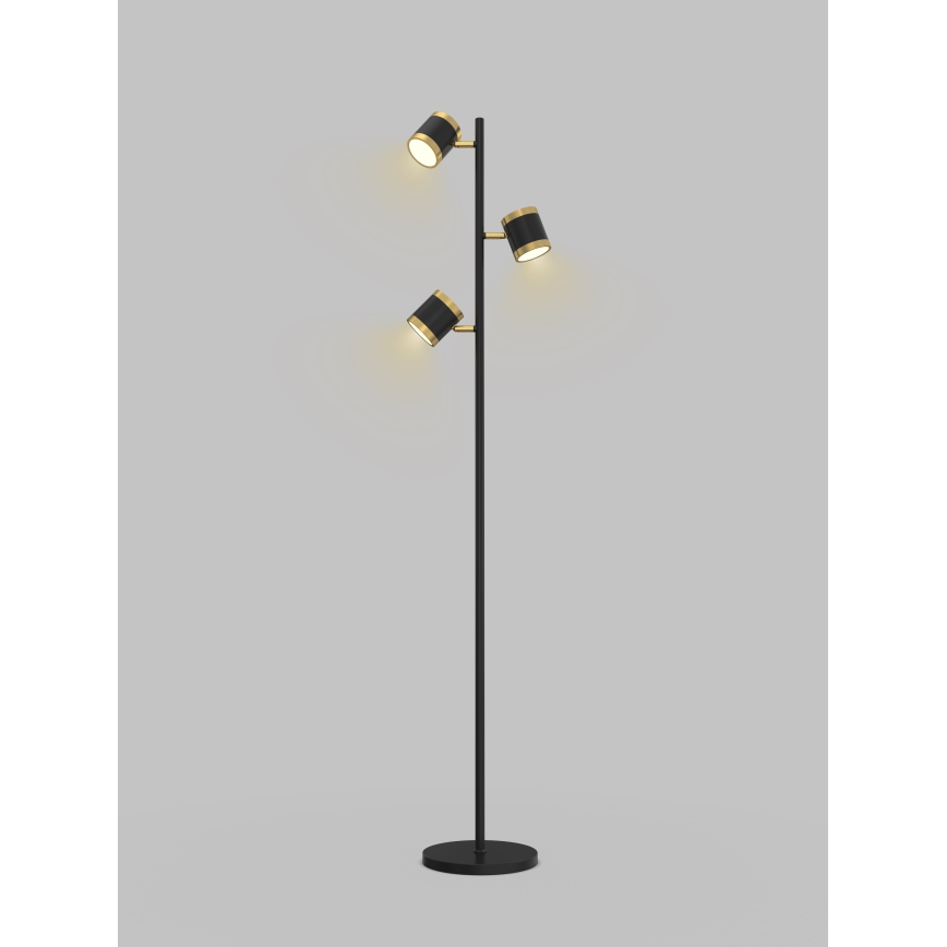 Wofi 3003-304S - Lámpara de pie LED regulable TOULOUSE 3xLED/7W/230V negra/dorada
