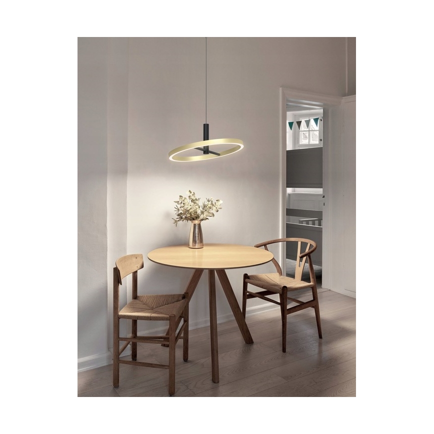 Wofi 6016-104L - LED lámpara colgante regulable suspendida por cable BREST LED/19W/230V Ø 42 cm negro/dorado