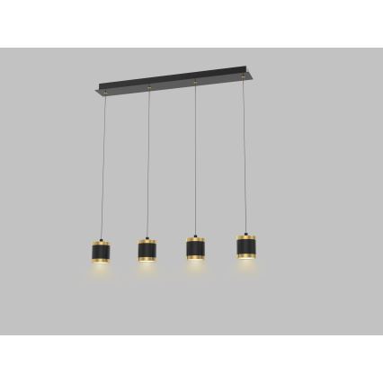 Wofi 7003-404 - Lámpara colgante LED regulable con cable TOULOUSE 4xLED/8,5W/230V negro/dorado
