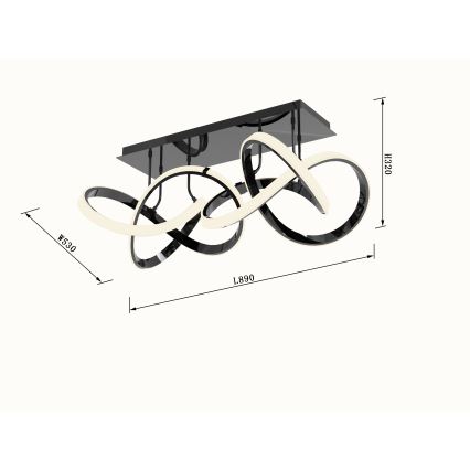 Wofi 9134-205 - Lámpara de techo LED regulable INDIGO LED/64W/230V negro/cromo brillante