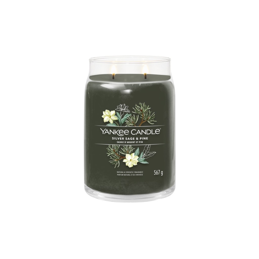 Yankee Candle - Vela perfumada SILVER SAGE & PINE grande 567g 60-90 horas