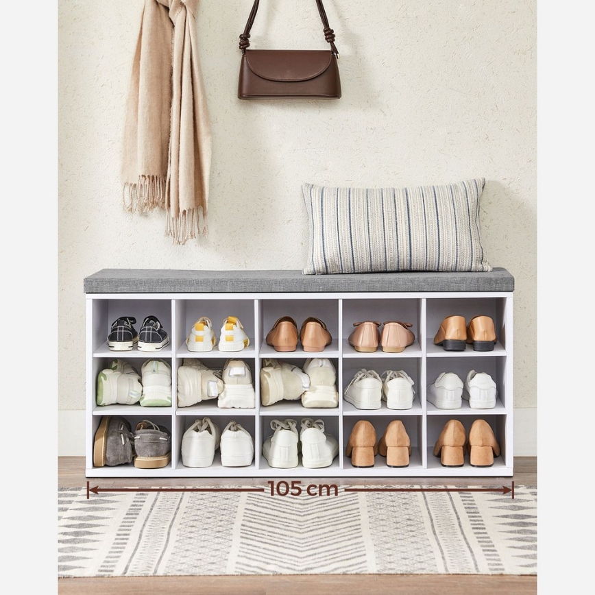 Zapatero VOREN 105x48x30 cm blanco/gris