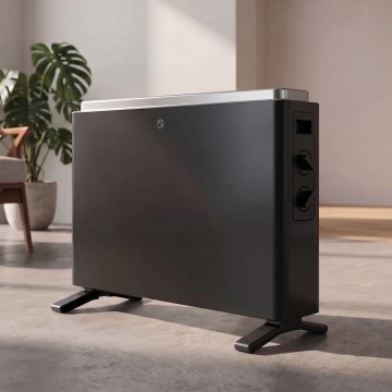 ZEVENTI - Calefactor eléctrico/convector 800/1200/2000W/230V negro