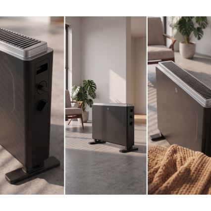 ZEVENTI - Calefactor eléctrico/convector 800/1200/2000W/230V negro