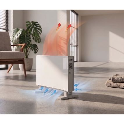 ZEVENTI - Calefactor eléctrico/convector con pantalla LCD 1250/2000W/230V blanco + mando a distancia