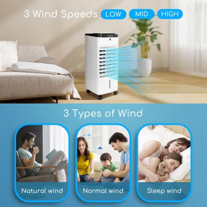 ZEVENTI - Enfriador de aire ARCTIC 60W/230V negro/blanco + mando a distancia