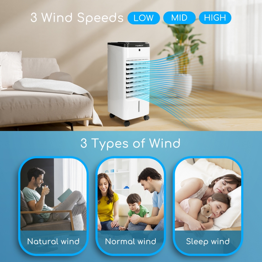 ZEVENTI - Enfriador de aire ARCTIC 60W/230V negro/blanco + mando a distancia