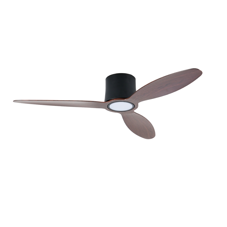 ZEVENTI - Ventilador de techo LED regulable VENTORA LED/24W/230V 3000/4000/6000K Wi-Fi Tuya negro/nogal + mando a distancia