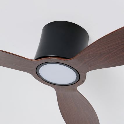 ZEVENTI - Ventilador de techo LED regulable VENTORA LED/24W/230V 3000/4000/6000K Wi-Fi Tuya negro/nogal + mando a distancia