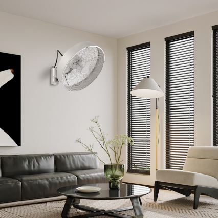 ZEVENTI - Ventilador de pared FANNY 50W/230V Ø 45 cm cromado mate + mando a distancia