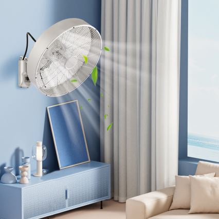 ZEVENTI - Ventilador de pared FANNY 50W/230V Ø 45 cm cromado mate + mando a distancia