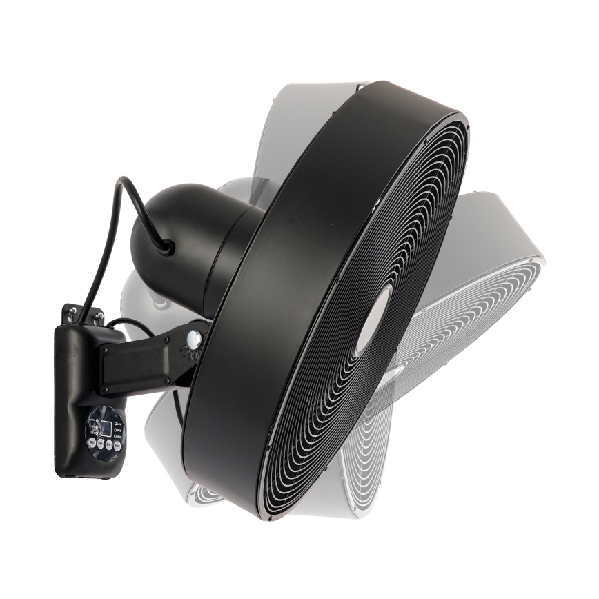 ZEVENTI - Ventilador de pared FANNY 50W/230V, diámetro 45 cm, negro + mando a distancia