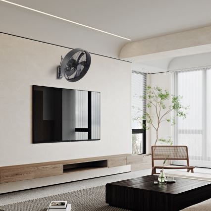 ZEVENTI - Ventilador de pared FANNY 50W/230V, diámetro 45 cm, negro + mando a distancia