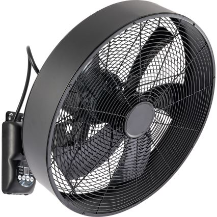 ZEVENTI - Ventilador de pared FANNY 50W/230V, diámetro 45 cm, negro + mando a distancia