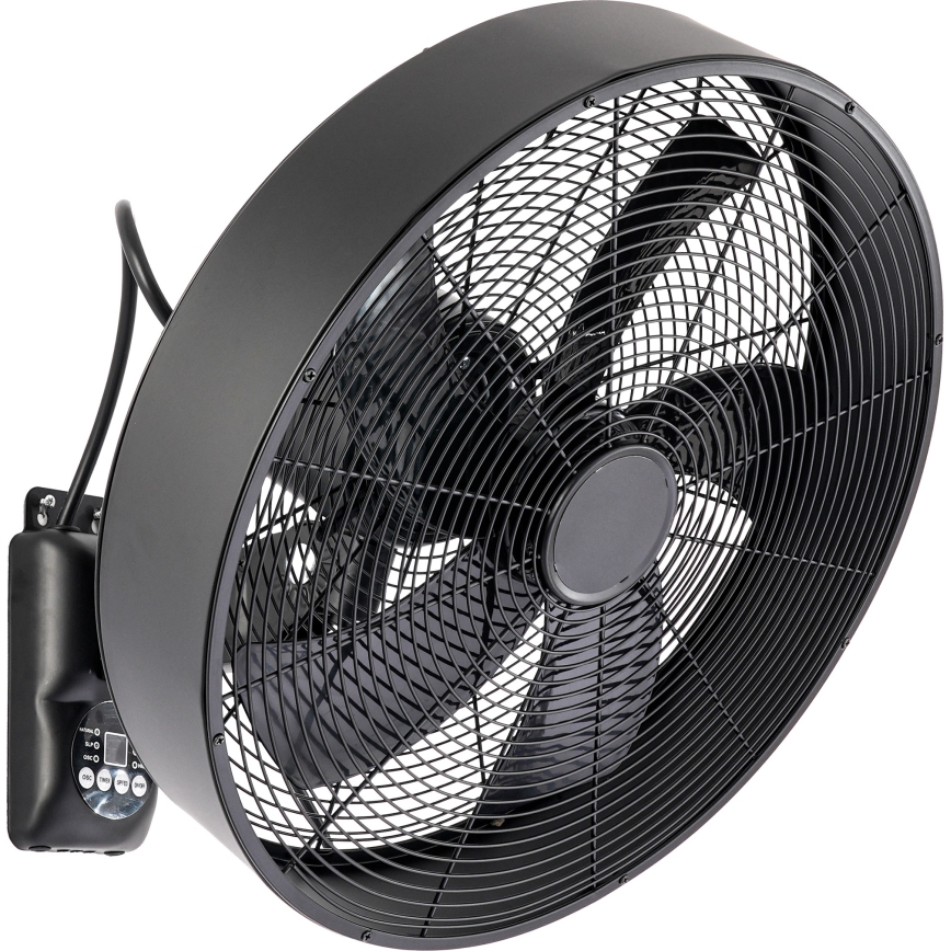 ZEVENTI - Ventilador de pared FANNY 50W/230V, diámetro 45 cm, negro + mando a distancia