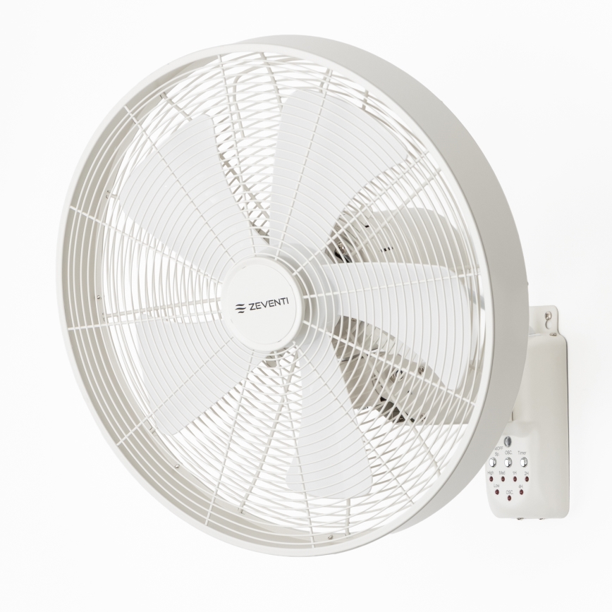 ZEVENTI - Ventilador de pared FREEZE 50W/230V diá. 40 cm blanco + control remoto